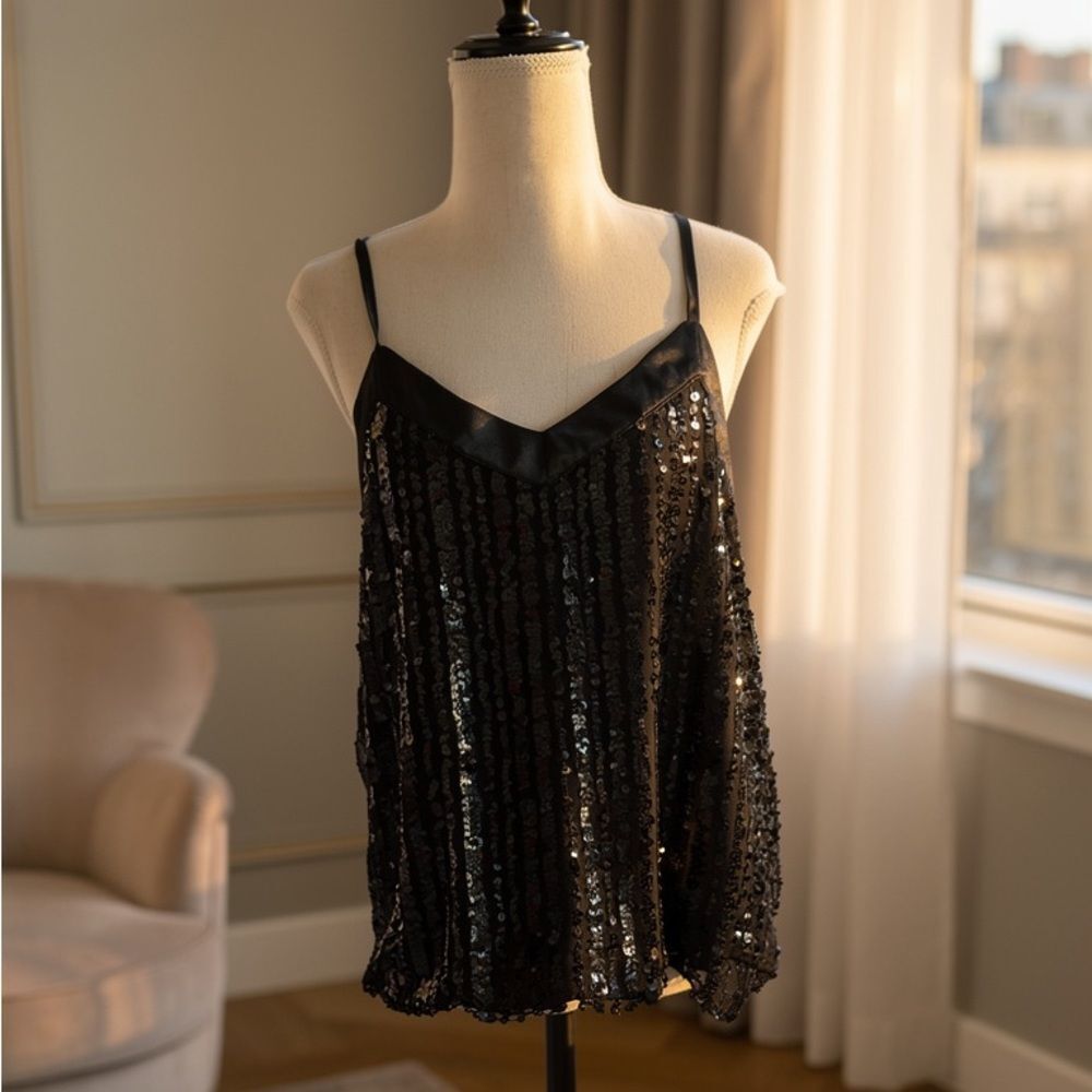 No Boundaries Black Camisole with Sequins